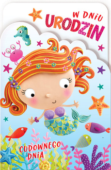 Kartka urodzinowa Syrenka - harmonijka z kolorowanką