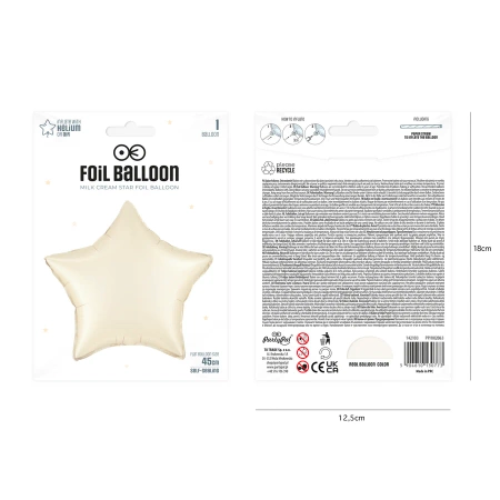 Balon foliowy Gwiazda matowy kremowy 18", 45cm