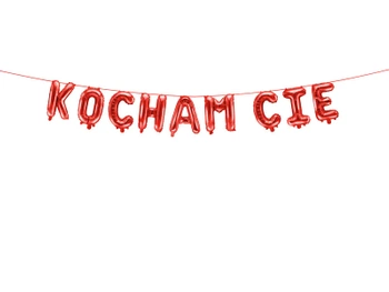 Balon foliowy Kocham Cię, 285x40 cm, czerwony
