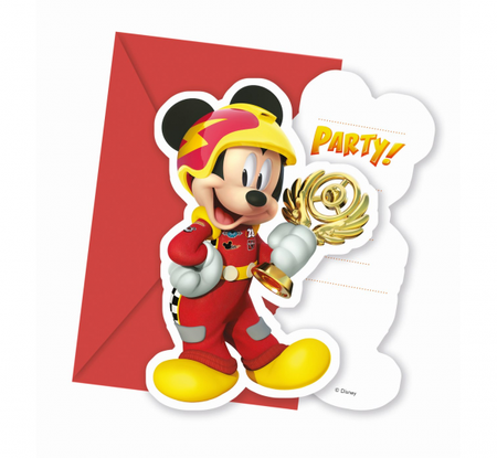 Zaproszenia z kopertą "Mickey Roadster Racers" 6 szt. KK