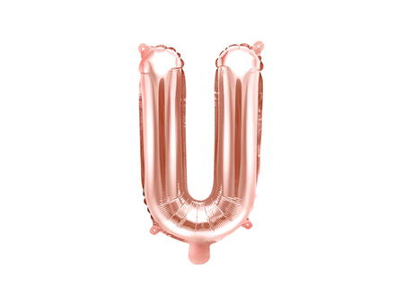 Balon foliowy Litera ''U'', 35cm, różowe złoto