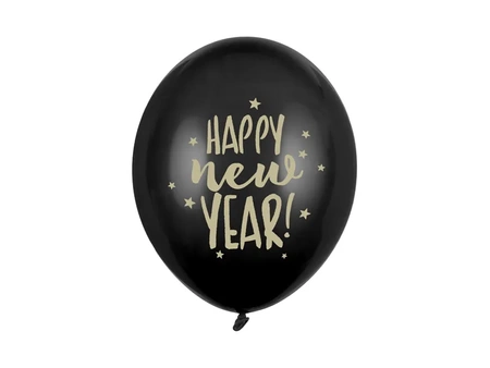 Balony 30cm, Happy New Year, Pastel Black