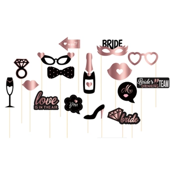 Rekwizyty do zdjęć na wieczór panieński czarne-rose gold 16szt