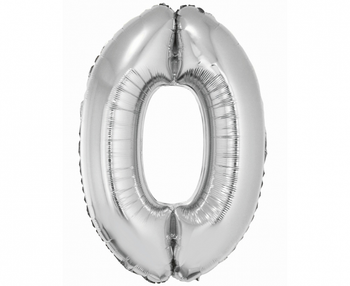 Balon foliowy Smart, Cyfra 0, srebrna, 76 cm