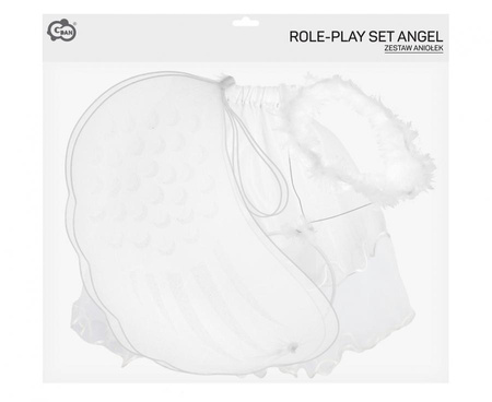 Zestaw dla dzieci "Aniołek" (spódniczka z obszyciem, skrzydła, aureolka)