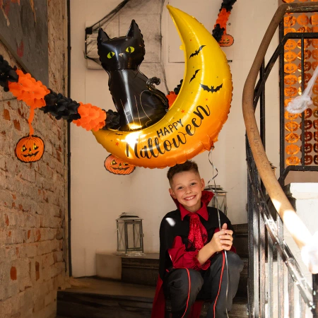 Balon foliowy Kot na księżycu Halloween 76,5x88 cm