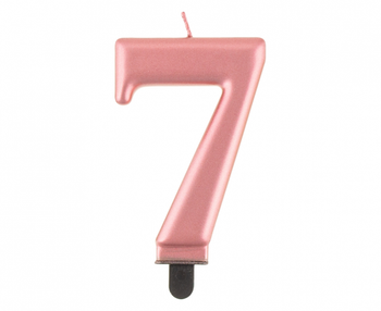 Świeczka B&C cyferka 7, metalik różowo-złota, 8,0 cm