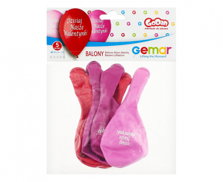 Balony Premium "Dzisiaj Nasze Walentynki", 12"/ 5 szt.