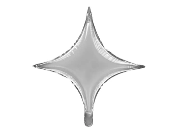 Balon foliowy Gwiazda 4-ramienna, 45 cm, srebrny