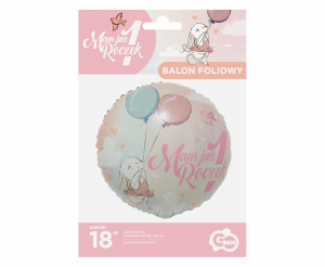 Balon foliowy Mam Już 1 Roczek, 18" (króliczek)