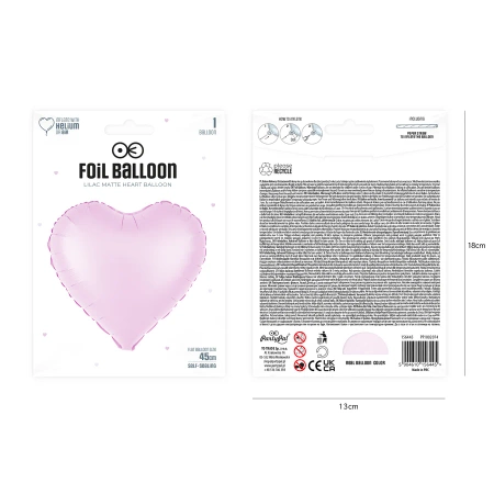 Balon foliowy Serce liliowy matowy 18cali