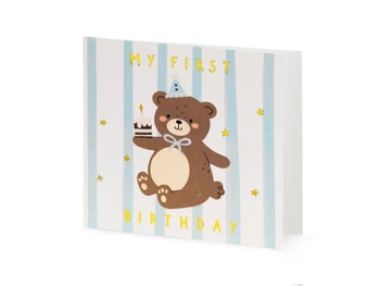 Kartka urodzinowa Miś, mix, 14x14 cm