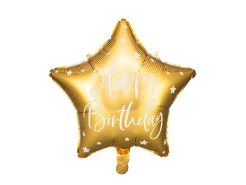 Balon foliowy Happy Birthday, 40cm, złoty