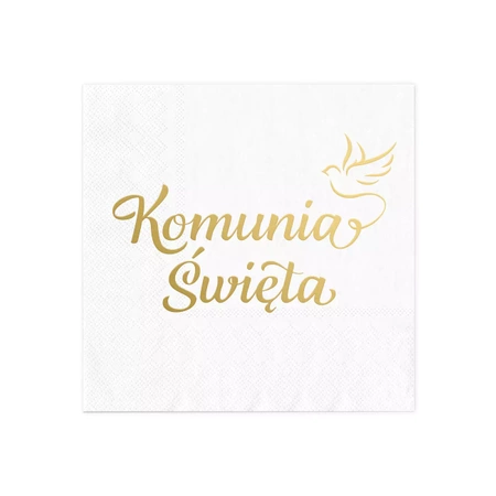 Serwetki białe Komunia Święta Gołąbek