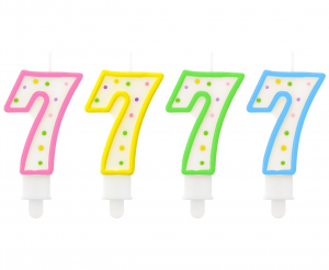 Świeczka cyferka z kropeczkami 7, 7.5 cm