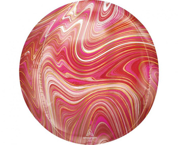 Balon foliowy ORBZ - Kula Orbz Marblez Red & Pink, zapakowany