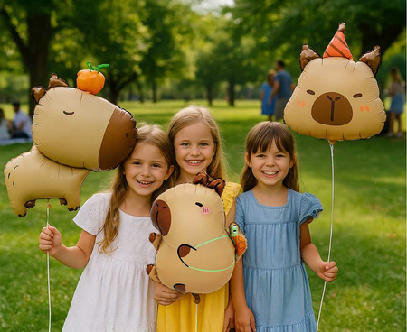 Balon foliowy Kapibara z żółwikiem, 44x38cm