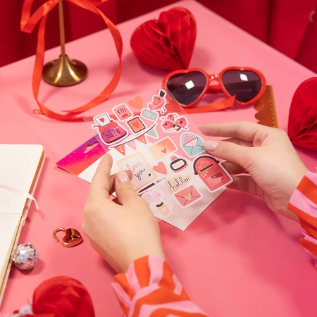 Miłosne walentynkowe naklejki mix, 18 szt.