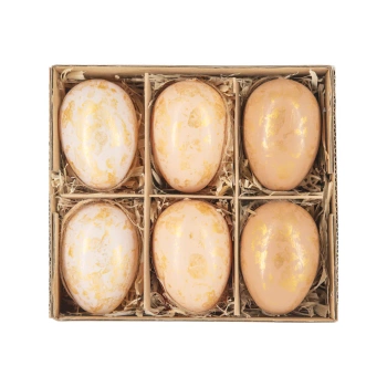 Dekoracje wielkanocne Jajka beżowe pozłacane 6 szt.