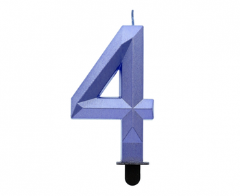 Świeczka cyferka 4 - Diament, metalik ciemnoniebieski, 7.6 cm