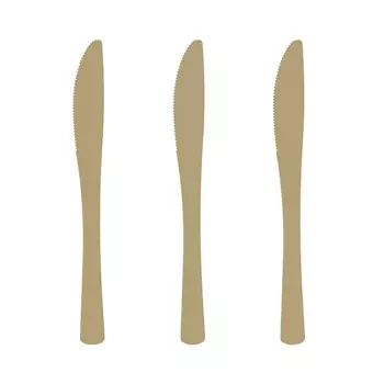 Noże plastikowe duże złote 10szt