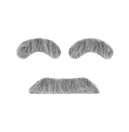 Sztuczne brwi i wąsy siwe - zestaw