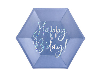 Talerzyki Happy B'day!, granatowy, 20cm