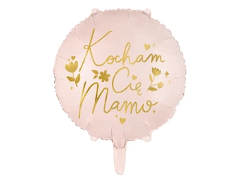 Balon foliowy "Kocham Cię Mamo", 45 cm, różowy
