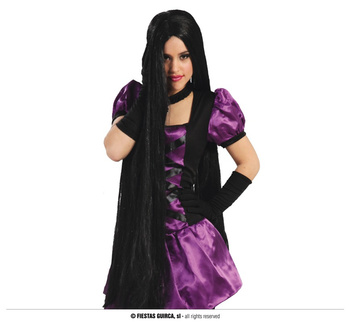 Długa czarna peruka 100 cm