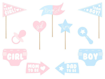 Rekwizyty do zdjęć na gender party, baby shower