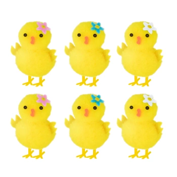 Dekoracje wielkanocne pudełko Kurczak z kwiatkiem 6 szt.