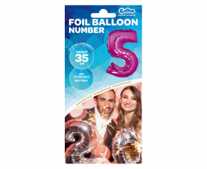 Balon foliowy "Cyfra 5", różowa, 35 cm