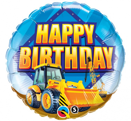 Balon foliowy 18" QL CIR "Happy Birthday" (koparka)