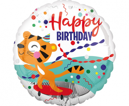 Balon foliowy 18 cali/43 cm Urodzinowy Tygrysek