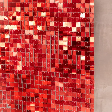 Panel cekinowy kwadraty czerwony 30x30cm