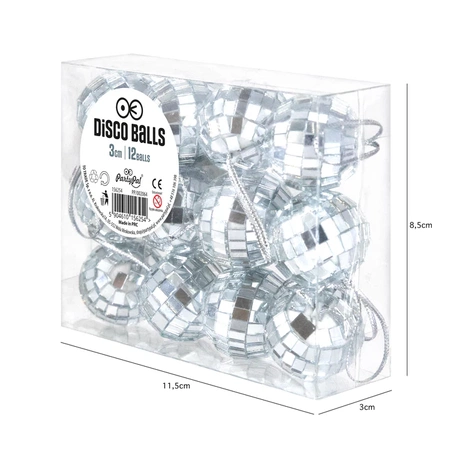 Kula Disco lustrzana srebrna 3cm, 12 szt.