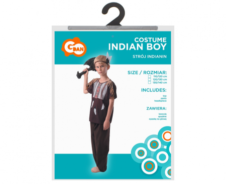 Zestaw Indianin (opaska na głowę, koszulka, spodnie), rozm. 110/120 cm