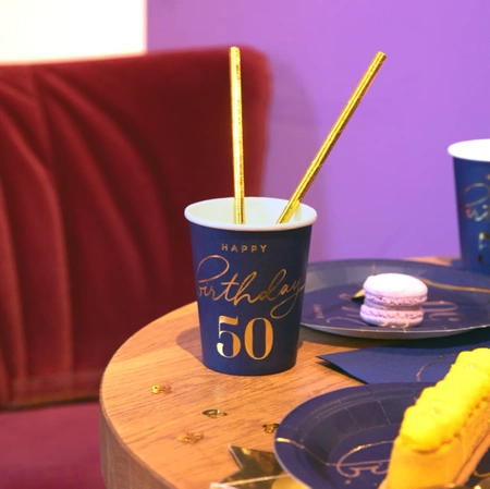Kubek Happy Birthday 50 granatowy 220ml 6szt.
