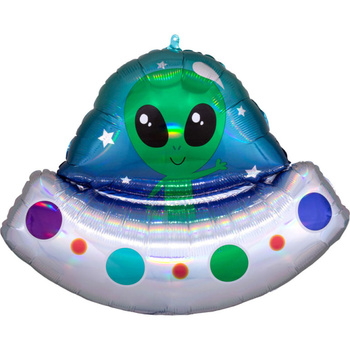 Balon foliowy Holographic Alien Space Ship, 71 cm x 53 cm