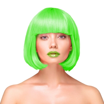 Peruka imprezowa włosy krótkie proste neonowe zielone