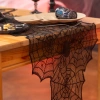 Bieżnik koronkowy pajęczyny Halloween czarny 45x183 cm