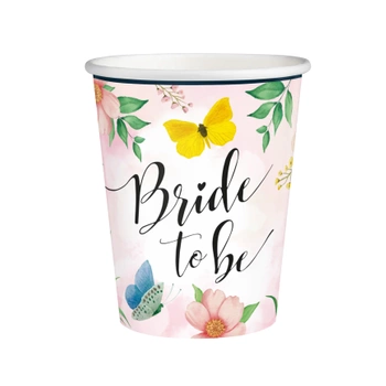 Kubeczki Bride to be Kwiaty, 220ml 6szt.
