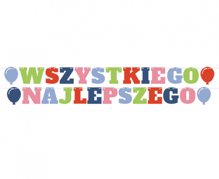 Girlanda Wszystkiego Najlepszego, 4 baloniki, 2x300 cm
