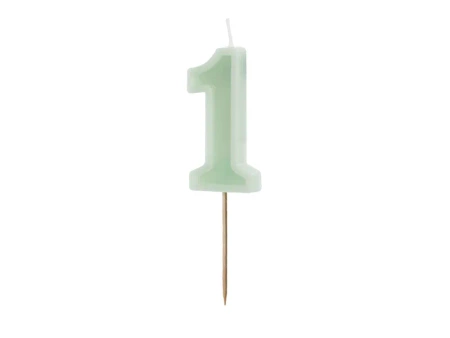 Świeczka urodzinowa Cyferka 1, zielony, 6 cm