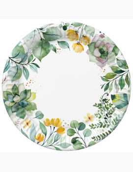 Talerzyki papierowe Kwiaty i Liście, 18 cm, 8 szt
