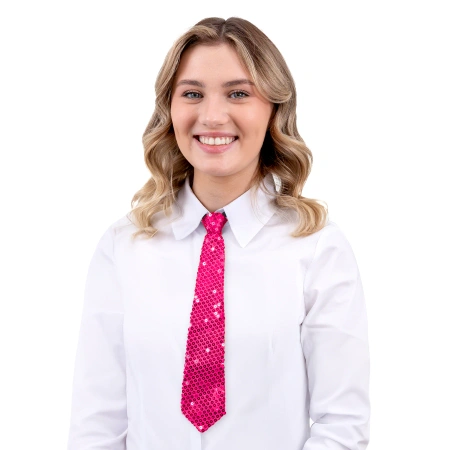 Krawat cekinowy, różowy