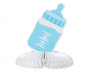 Dekoracja papierowa B&G na stół Baby Boy - butelka, jasnoniebieska, 17 cm