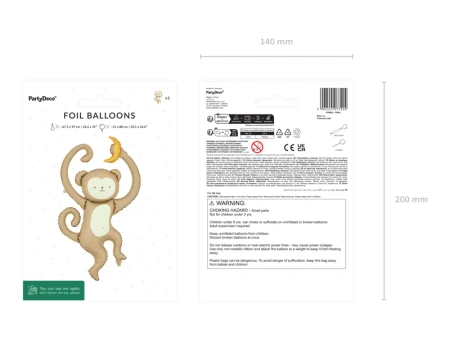 Balon foliowy Małpka, 51x88 cm, mix