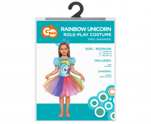 Strój Tęczowy Jednorożec (sukienka, opaska na głowę), rozm. 110/120 cm
