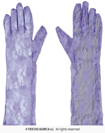 Rękawiczki koronkowe purpurowe, 38 cm